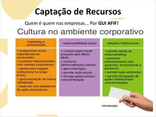 Captação de Recursos
Quem é quem nas empresas... Por GUI AFIF!
 