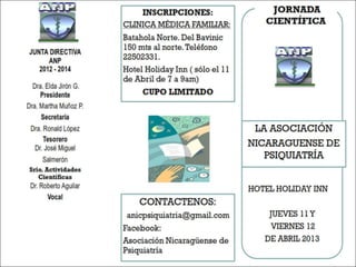 Jornada científica psiquiatría Nicaragua abril 2013