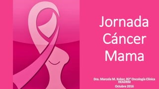 Jornada
Cáncer
Mama
Dra. Marcela M. Kober, R2° Oncología Clínica
HEADRM
Octubre 2016
 