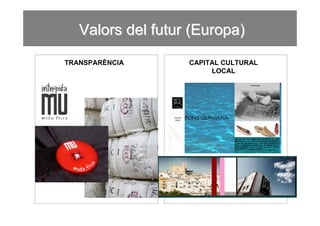 Valors del futur (Europa)
TRANSPARÈNCIA      CAPITAL CULTURAL
                        LOCAL
 