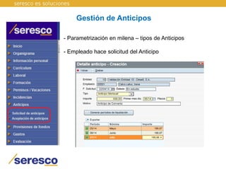 Gestión de Anticipos
- Parametrización en milena – tipos de Anticipos
- Empleado hace solicitud del Anticipo
 