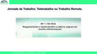 32
Jornada de Trabalho: Teletrabalho ou Trabalho Remoto.
Jornada de Trabalho: Atualizações | Leandro Eulálio
 