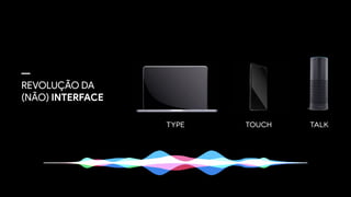 type touch talk
REVOLUÇÃO DA
(NÃO) INTERFACE
 