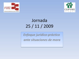 Jornada 25 / 11 / 2009 Enfoque jurídico-práctico  ante situaciones de mora 