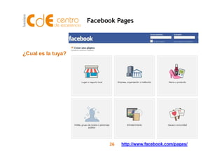 ¿Cual es la tuya? 
Facebook Pages 
26 http://www.facebook.com/pages/ 
 