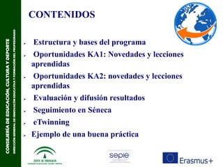 CONSEJERÍADEEDUCACIÓN,CULTURAYDEPORTE
DIRECCIÓNGENERALDEINNOVACÓNEDUCATIVAYFORMACIÓNDELPROFESORADO
CONTENIDOS
 Estructura...