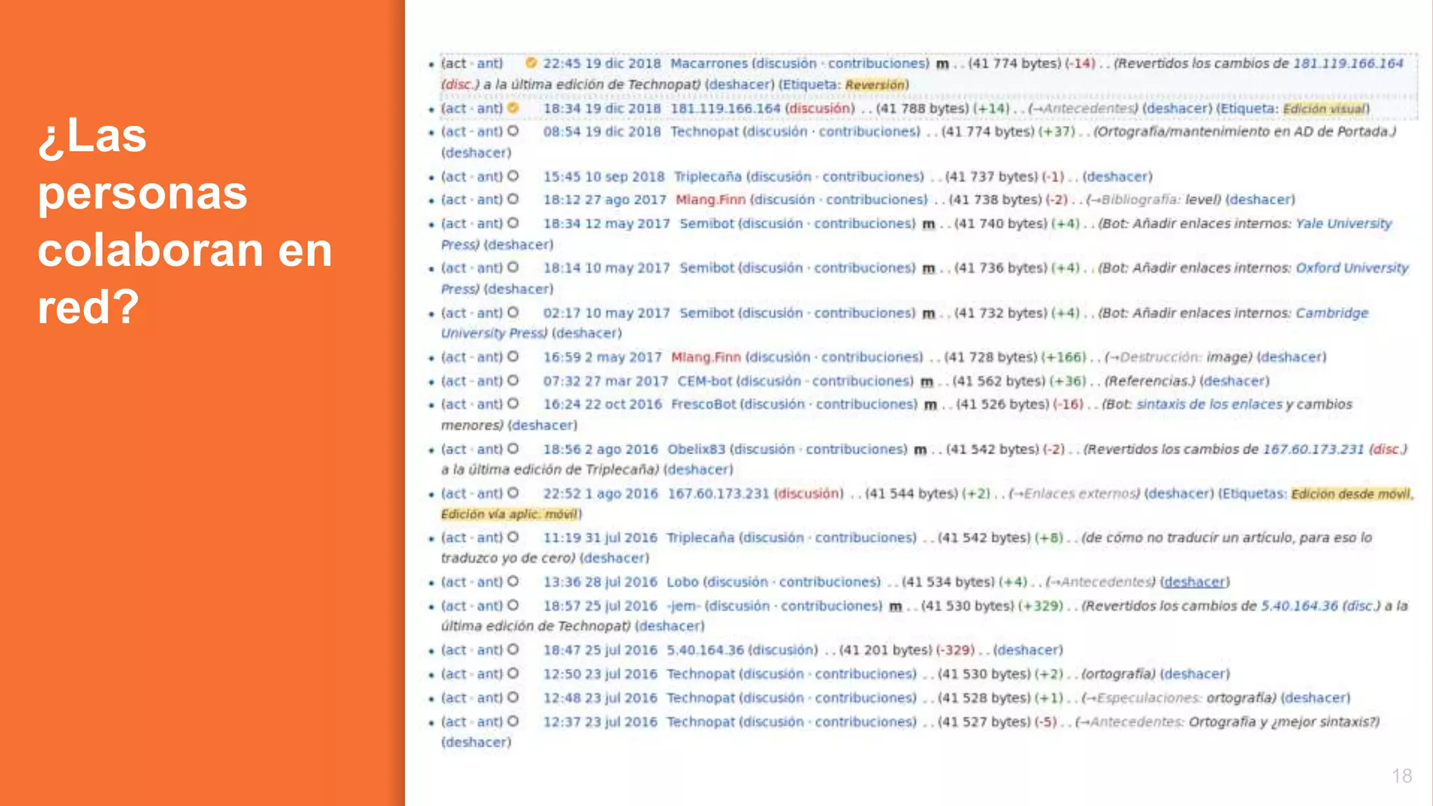 ¿Las
personas
colaboran en
red?
18
 