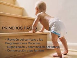- Revisión del currículo y las
Programaciones Docentes
- Organización y coordinación del trabajo
- Comunicación a las familias
PRIMEROS PASOS
 