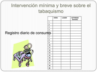 Intervención mínima y breve sobre el tabaquismoRegistro diario de consumo