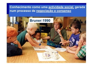 Conhecimento como uma actividade social, gerada
num processo de negociação e consenso


            Bruner:1990
 