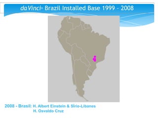daVinci® Brazil Installed Base 1999 – 2008

2008 - Brasil: H. Albert Einstein & SÍrio-Libanes
H. Osvaldo Cruz

 