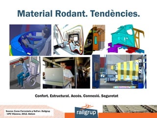 Material Rodant. Tendències.




                             Confort. Estructural. Accés. Connexió. Seguretat


Source: Curso Ferroviario p NoFerr. Railgrup
- UPC Vilanova. 2012. Alstom
 