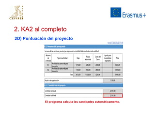 2. KA2 al completo 
2D) Puntuación del proyecto 
El programa calcula las cantidades automáticamente. 
 