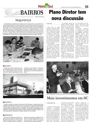 Criciúma, 03 de maio de 2012 l Quinta-feira             03

                                                                                                          Plano Diretor tem
                                                                                                           nova discussão
                                                                             Antonio Rozeng


                               Segurança
   Os presidentes das Associações de Moradores dos oito primeiro bairros que participam dos          CRICIÚMA                          Em seguida o técnico da        de 134 emendas mais po-
projetos “Ronda Residencial” e “Velocidade Máxima” da Policia Militar, já forneceram os nomes                                        empresa Hardt/ Engemin           lêmicas destacadas pela
das 10 famílias que iram participar do projeto. Em reunião na semana passada no Batalhão da                                          apresentou 13 slides refe-       equipe técnica da Hardt/
Policia Militar com o Tenente Coronel Marcio Cabral foram fornecidos os nomes dez famílias de          Nesta noite, no Salão         rentes a sugestões relacio-      Engemin.
cada bairro, cinco para o “Ronda Residencial” e cinco para o “Velocidade Máxima”. O presi-           Paroquial da Igreja Nossa       nadas a Grande Próspera,           Estiveram      presentes
dente da UABC, Edson Luiz do Nascimento, o Paiol, disse esta contente com essa parceria com a        Senhora da Salete, na Prós-     entre elas, a verticalização     na audiência desta noite
PM. “São 117 bairros filiados a UABC, e 80% dos bairros fazem parte parceria, e temos certeza        pera, a Câmara de Criciúma      com mudança na altura das        os vereadores: Vanderlei
de que esses projetos vão dar certo”, afirmou Paiol. No próximo dia 10 de maio, acontece um          realizou mais uma audiên-       edificações e expansão com       Zilli (PMDB), João Fabris
treinamento com a Tenente Cintia, e as pessoas indicadas dos bairros para iniciar os projetos.       cia pública do Plano Dire-      estruturação nos bairros. A      (PMDB), Salésio Lima
                                                                                                     tor Participativo. Durante      cada sugestão de emenda          (PSD), Edinho do Nasci-
                                                                                                     três horas a comunidade         apresentada os presentes         mento (PSD), Tati Teixeira
                                                                                                     presente discutiu sugestões     faziam questionamentos,          (PSD), Kabuki (PC do B),
                                                                                                     de emendas e pontos polê-       ponderações e destaca-           Lauro Pirola (PSDB), Cirio
                                                                                                     micos do PD. Aproximada-        vam pareceres favoráveis e       Sirimbeli (PP), além do
                                                                                                     mente 150 pessoas partici-      contrários. Como nas duas        presidente da Câmara de
                                                                                                     param do debate.                audiências anteriores as         Criciúma, Toninho da Im-
                                                                                                         Inicialmente o arquite-     emendas relacionadas a           bralit (PMDB).
                                                                                                     to/urbanista, Walter Gus-       verticalização e aumento de        Hoje, haverá nova audi-
                                                                                                     tavo Linsmayer, explicou o      índices (altura dos prédios)     ência na sede da Amrec
                                                                                                     regimento interno das au-       geraram as maiores discus-       no bairro Milanese. A In-
                                                                                                     diências, explanou crono-       sões com argumentações           tendência do Rio Maina
                                                                                                     logicamente as etapas do        favoráveis e principalmente      foi escolhida para a última
                                                                                                     processo do Plano Diretor,      contrárias.                      audiência, agendada para
                                                                                                     desde o início até chegar         Após o debate das su-          sexta-feira. Os encontros
                                                                                                     em 2012, realizando ainda,      gestões de emendas rela-         ocorrem às 19 horas com
                                                                                                     um rápido resumo dos dois       cionadas a Grande Próspe-        término previsto para 22
                                                                                                     encontros anteriores.           ra teve início a discussão       horas.


                                                                                                                                                                                         DIVULGAÇÃO / HSul




m saúde 1
   Inaugura hoje, às 20h, a Policlínica de Assis-   da Mulher, Criança Saudável e o Ambulatório
tência Municipal (PAM) no bairro Santo Antô-        Multiespecializado passarão a atender no
nio, no antigo pavilhão da Turim. O local fun-      mesmo lugar, no Centro de Especialidades em
cionara com médicos especializados, o Saúde         Saúde.




                                                                                                     Várias indagações foram feitas pelos participantes durante sessão de ontem à noite na Próspera



                                                                                                     Mais investimentos em SC
m SAÚDE 2                                                                                                                            em Santa Catarina em áreas       sistemas produtivos. A
                                                                                                     Florianópolis
  Segundo a secretária do sistema da Saúde, Letícia Vieira Rodrigues, a unidade antiga do PAM                                        específicas e estratégias.       parceria também prevê a
continuará em funcionamento no térreo para que os moradores do Centro não fiquem desassistidos.                                        O contrato terá como           implantação de infraestru-
A unidade básica de saúde irá funcionar com consultas médicas e pediátricas, serviços de enfer-        O governador Raimundo         foco o estímulo e atração        turas multi-institucionais
magem ambulatorial, agendamento local e atendimento com psicóloga e fonoaudióloga. Mas os            Colombo e o presidente          de recursos nacionais e          de fomento à agregação de
especialistas em pneumologia, endocrinologia, urologia, cardiologia, proctologia, oncologia, entre   da SC Par – Participações       estrangeiros, visando a          valor à produção regional e
outras especialidades e atendimento em nutrição acontecerão na nova unidade.                         e Parcerias, Paulo César da     implantação ou amplia-           difusão da cultura de ino-
                                                                                                     Costa, assinam, hoje, acor-     ção de empreendimentos           vação, valorizando o que o
                                                                                                     do de cooperação técnica/       produtivos. O objetivo é         Estado produz. O convênio
                                                                                                     financeira entre o Banco Re-    encontrar essas oportuni-        que concede apoio finan-
m TRÂNSITO                                                                                           gional de Desenvolvimento       dades para a estruturação        ceiro irá vigorar até o dia
   Hoje tem novas mudanças no transito na re-       trânsito será interrompido no calçadão da Ge-    do Extremo Sul (BRDE) e a       de polos tecnológicos e          31 de dezembro de 2014,
gião central de Criciúma. Em função das festi-      túlio até a próxima segunda-feira, dia 7 de      SC Par. O convênio prevê a      para estabelecer políticas       podendo ser adiado, reno-
vidades da Catedral São José, no período da         maio, pela manhã. O local estará sinalizado      identificação de oportuni-      públicas que privilegiem a       vado ou rescindido.
tarde será montado estrutura no calçadão. O         para segurança dos motoristas e pedestres.       dades para investimentos        inovação tecnológica nos
 