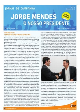 Jornal de Campanha Nº2 - Jorge Mendes "O Nosso Presidente"