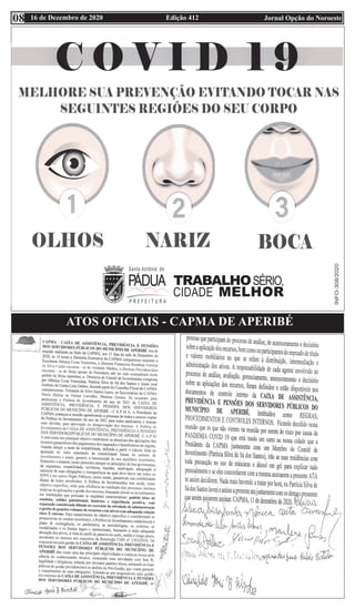 Edição 412 Jornal Opção do Noroeste
16 de Dezembro de 2020
08
ATOS OFICIAIS - CAPMA DE APERIBÉ
 