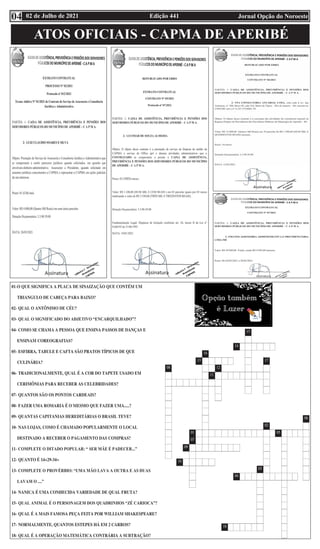 Edição 441 Jornal Opção do Noroeste
02 de Julho de 2021
04
ATOS OFICIAIS - CAPMA DE APERIBÉ
 