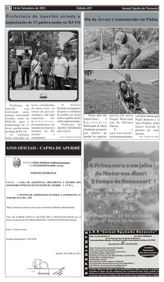 Edição 453 Jornal Opção do Noroeste
24 de Setembro de 2021
02
ATOS OFICIAIS - CAPMA DE APERIBÉ
P r e f e i t u r a d e A p...