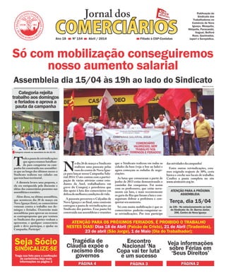 Jornal dos Comerciários - Nº 154 - Abril 2014