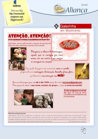 Lembrete:

  Visite nosso blog:
http://movimentode
 casaisjovens-nsvp.
 blogspot.com.br/


                       Galerinha
                       em Movimento




                                      12
 