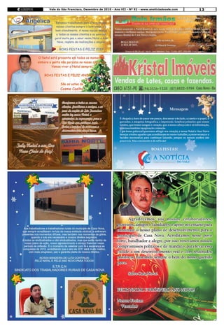 Vale do São Francisco, Dezembro de 2010 - Ano VII - Nº 92 - www.anoticiadovale.com   13
 