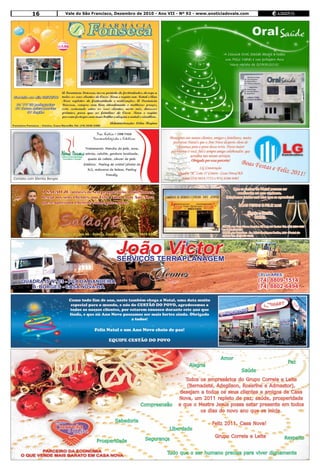 16   Vale do São Francisco, Dezembro de 2010 - Ano VII - Nº 92 - www.anoticiadovale.com
 