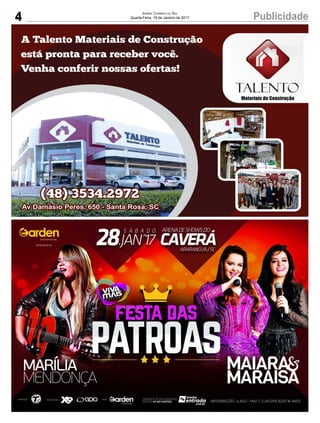4 PublicidadeJornal Correio do Sul
Quarta-Feira, 18 de Janeiro de 2017
 