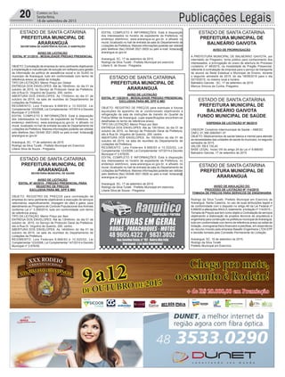 20 Correio do Sul
Sexta-feira,
18 de setembro de 2015 Publicações Legais
ESTADO DE SANTA CATARINA
PREFEITURA MUNICIPAL DE
...