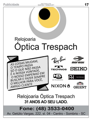17Publicidade Jornal Correio do Sul
Quarta-Feira, 1° de Março de 2017
 