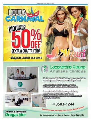 QUARTA-FEIRA, 1° DE MARÇO DE 2017
 