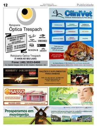 12 PublicidadeJornal Correio do Sul
Terça-Feira, 1° de Agosto de 2017
 