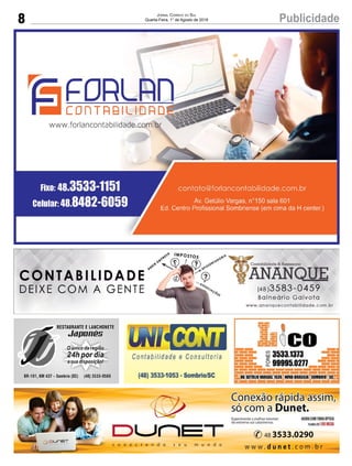 8 PublicidadeJornal Correio do Sul
Quarta-Feira, 1° de Agosto de 2018
 