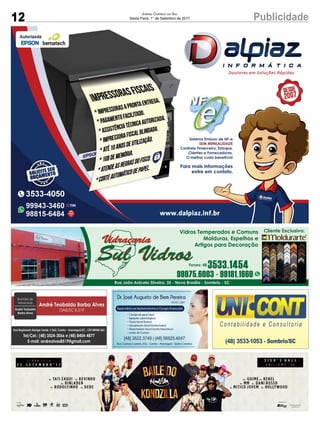 12 PublicidadeJornal Correio do Sul
Sexta-Feira, 1° de Setembro de 2017
 
