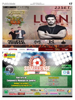17Publicidade Jornal Correio do Sul
Sexta-Feira, 1° de Setembro de 2017
 