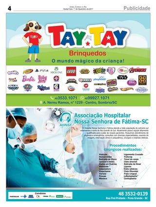 4 PublicidadeJornal Correio do Sul
Sexta-Feira, 1° de Dezembro de 2017
 