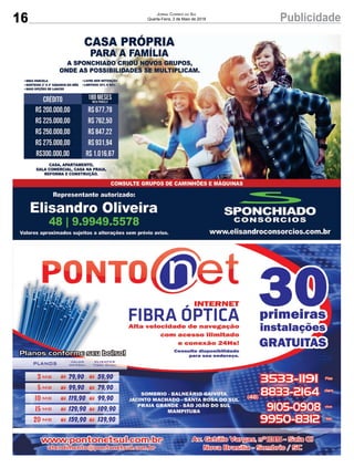 16 PublicidadeJornal Correio do Sul
Quarta-Feira, 2 de Maio de 2018
 