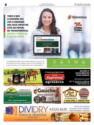 4 PublicidadeJornal Correio do Sul
Quarta-Feira, 2 de Maio de 2018
 