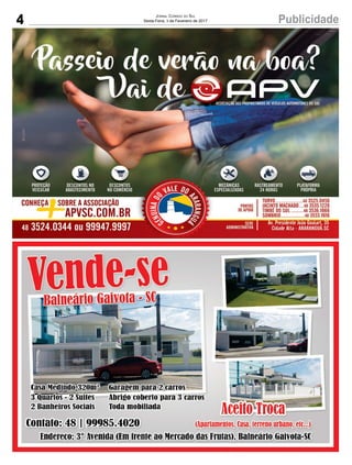 4 PublicidadeJornal Correio do Sul
Sexta-Feira, 3 de Fevereiro de 2017
 