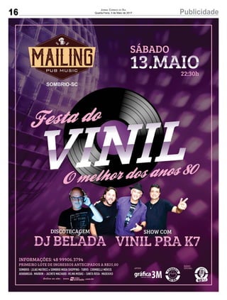16 PublicidadeJornal Correio do Sul
Quarta-Feira, 3 de Maio de 2017
 