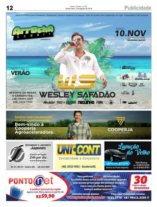 12 PublicidadeJornal Correio do Sul
Sexta-Feira, 3 de Agosto de 2018
 