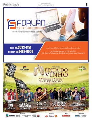 5Publicidade Jornal Correio do Sul
Sexta-Feira, 3 de Agosto de 2018
 