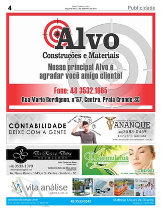 4 PublicidadeJornal Correio do Sul
Segunda-feira, 3 de Setembro de 2018
 