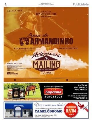 4 PublicidadeJornal Correio do Sul
Quarta-Feira, 4 de Abril de 2018
 