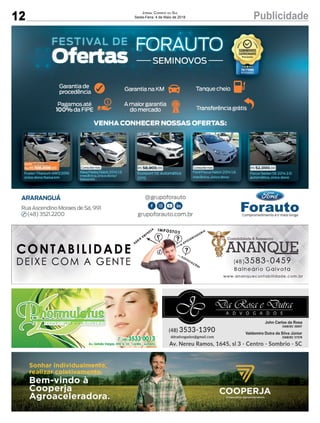 12 PublicidadeJornal Correio do Sul
Sexta-Feira, 4 de Maio de 2018
 