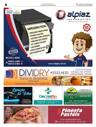 4 PublicidadeJornal Correio do Sul
Sexta-Feira, 4 de Maio de 2018
 
