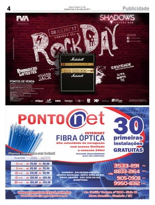 4 PublicidadeJornal Correio do Sul
Quarta-Feira, 5 de Julho de 2017
 