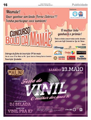 16 PublicidadeJornal Correio do Sul
Sexta-Feira, 5 de Maio de 2017
 