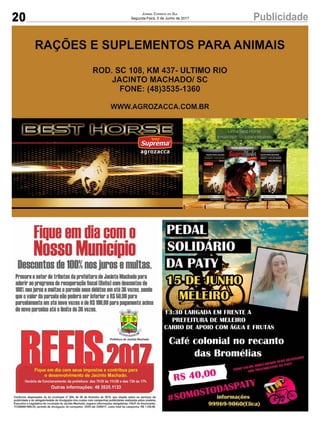20 PublicidadeJornal Correio do Sul
Segunda-Feira, 5 de Junho de 2017
 