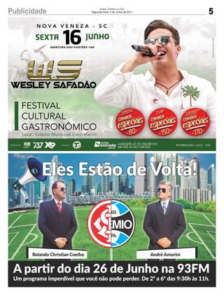 5Publicidade Jornal Correio do Sul
Segunda-Feira, 5 de Junho de 2017
 