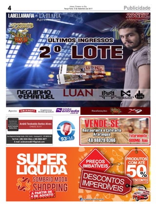 4 PublicidadeJornal Correio do Sul
Terça-Feira, 5 de Setembro de 2017
 